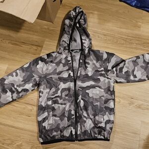 LANDS END Kids Grey Camouflage Jacket S 8